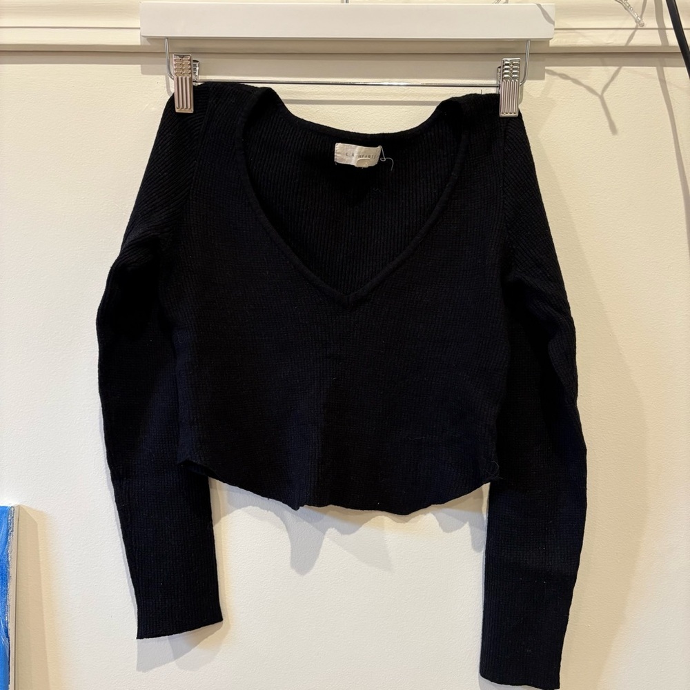 Pacsun La Hearts Black Fitted Crop Top Long Sleeve